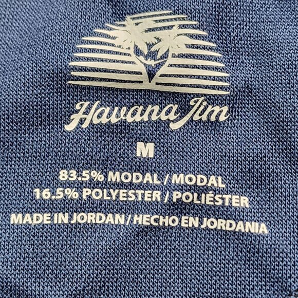 Havana Jim Blue T-Shirt M Modal & Polyester Blend Made In Jordan - Picture 2 of 5